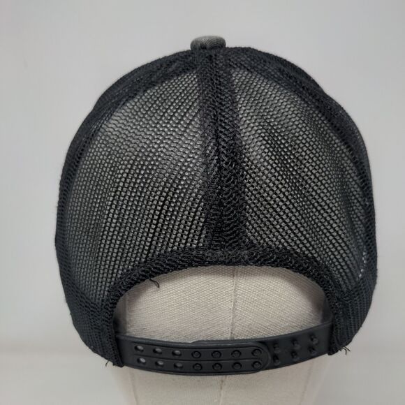 Fish Leather Patch Snapback Mesh Back Trucker Hat Gray One Size George - Picture 5 of 8